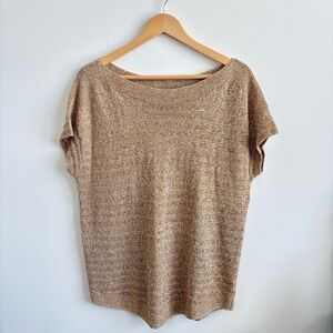 Talbots 100% Linen Beige Gold Knit Sweater